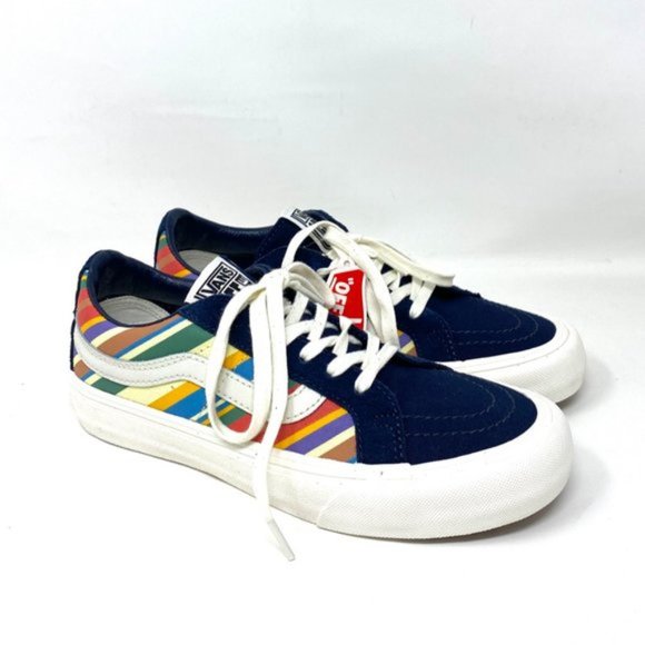 💖MEGA SALE💖VANS Shoes Women's VN0A4UWI1B3 Sk8-Low Reissue Retro Stripes Blue - Picture 6 of 10